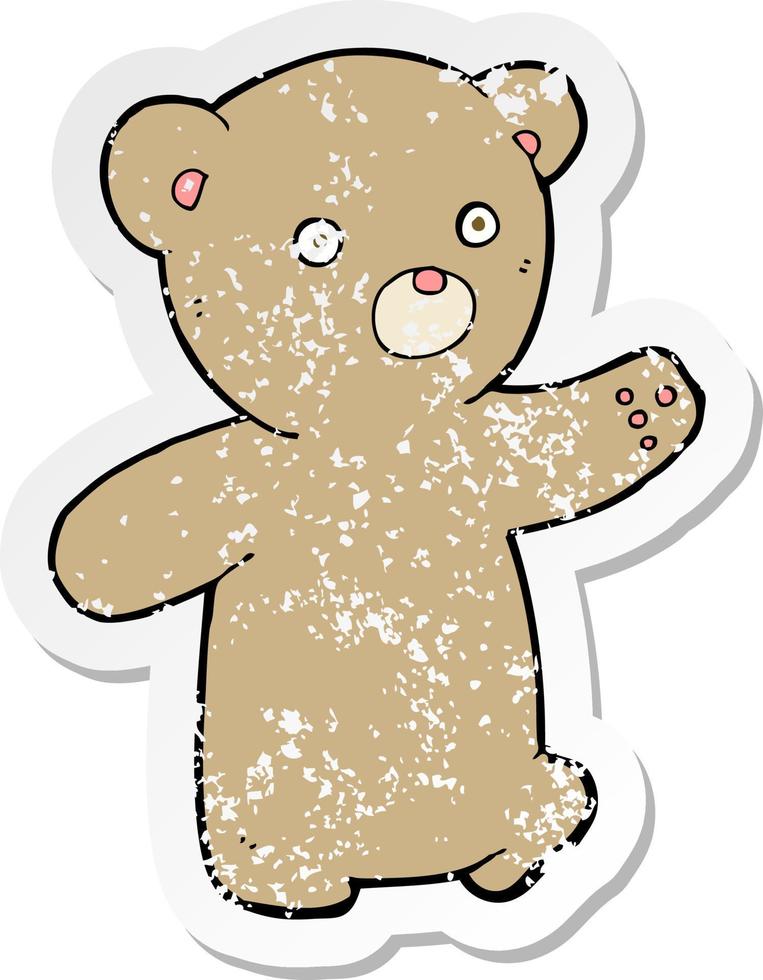 retro noodlijdende sticker van een cartoon teddybeer vector