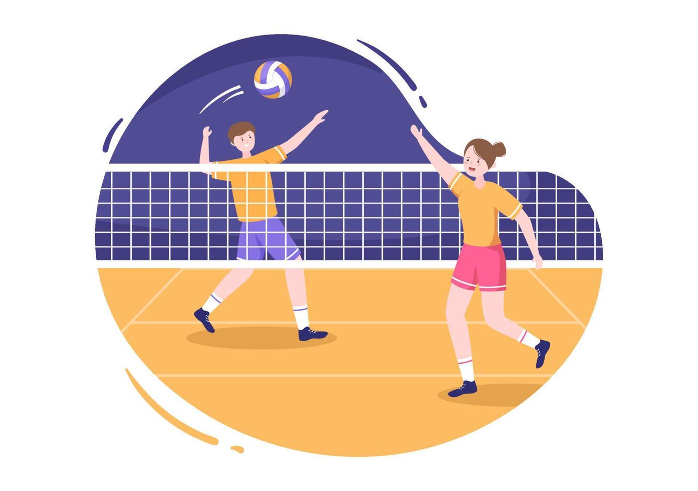 volleybalspeler in de aanval voor sportcompetitieseries binnen in platte cartoonillustratie vector