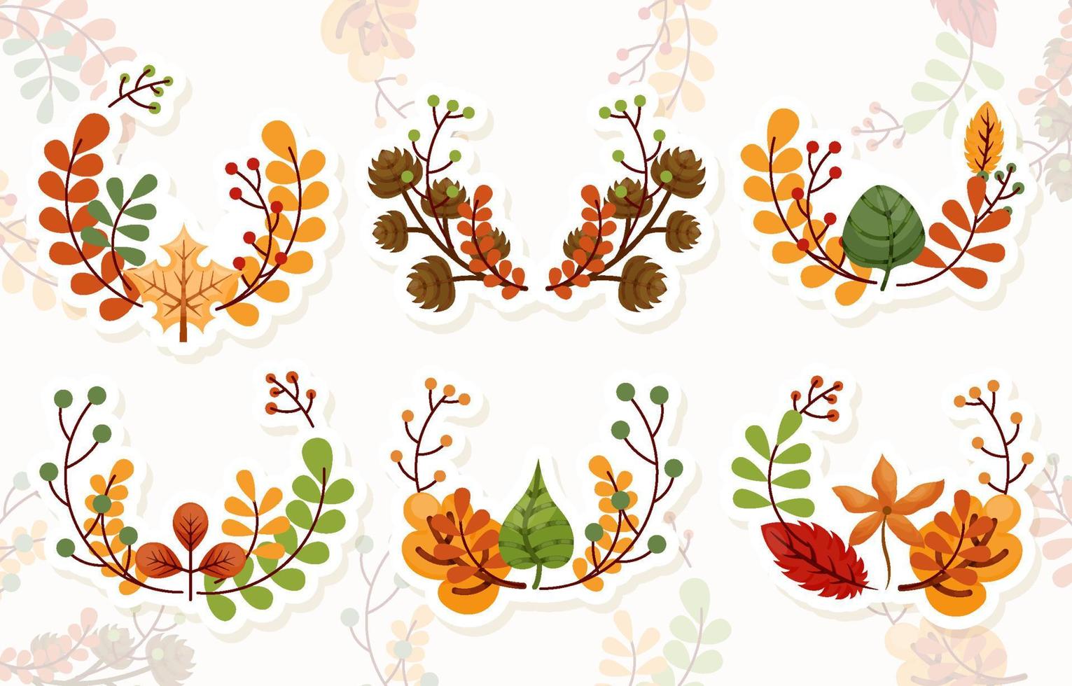 herfst bloemen sticker set vector