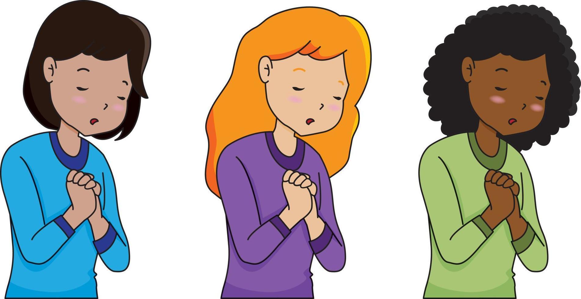 interraciale vrouwen bidden vector