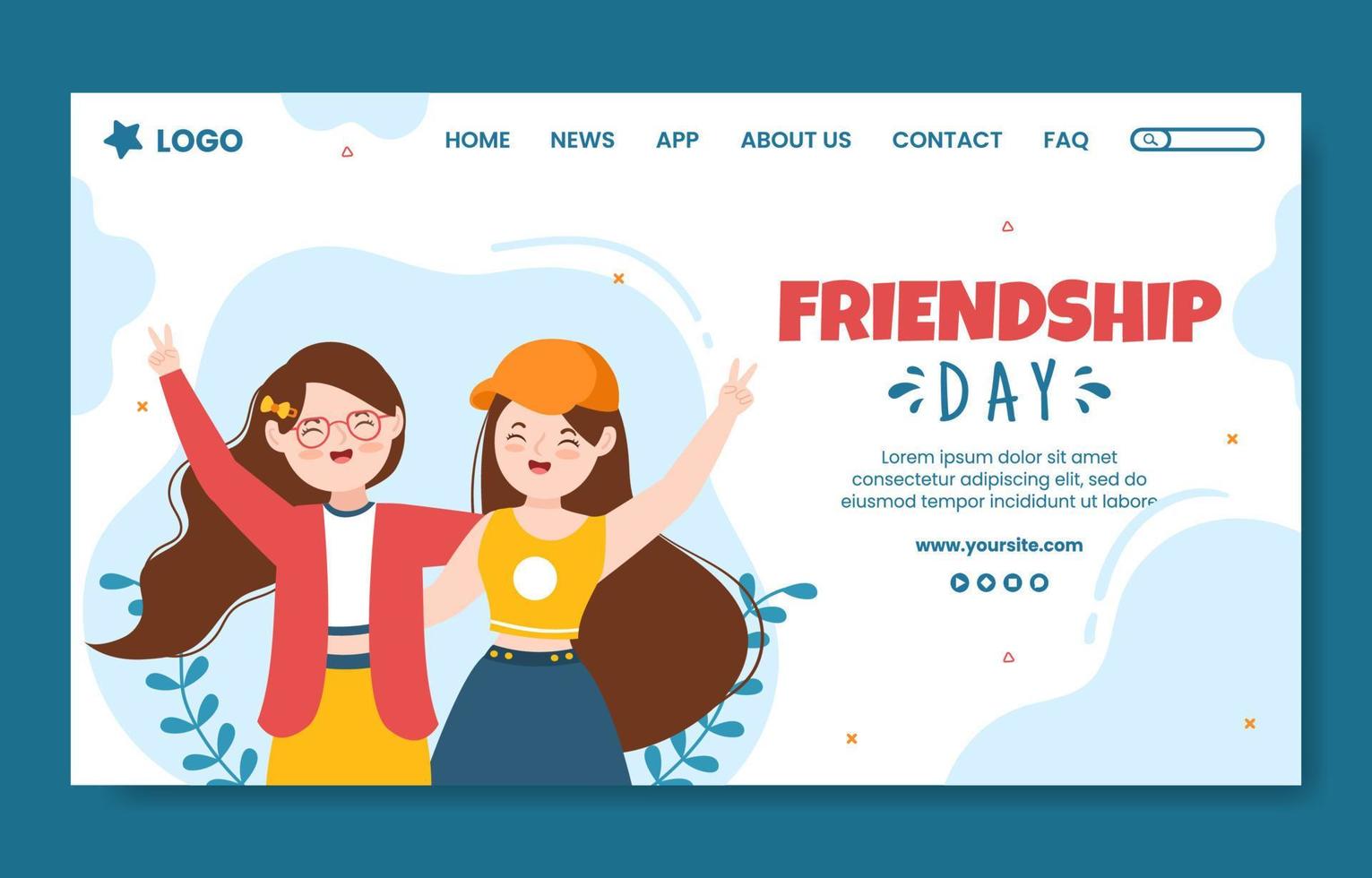 gelukkige vriendschap dag sociale media banner sjabloon platte cartoon achtergrond vectorillustratie vector