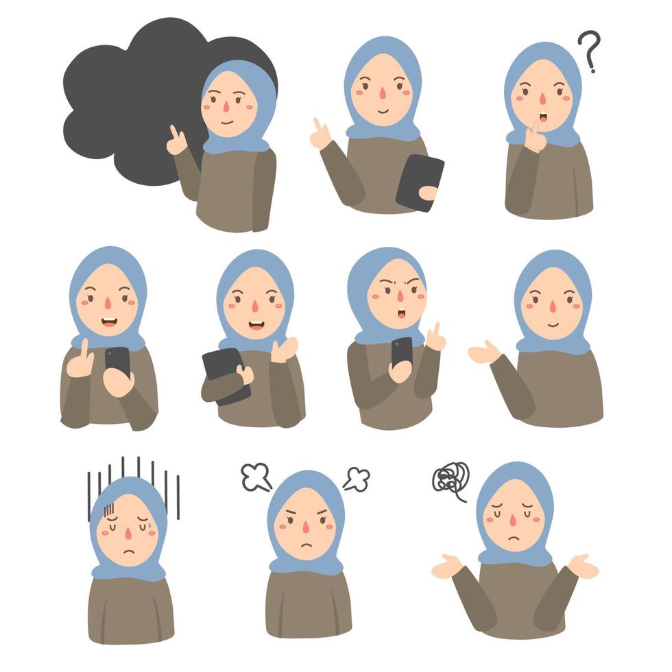 illustratie van jonge moslimvrouwen die hijab . dragen vector