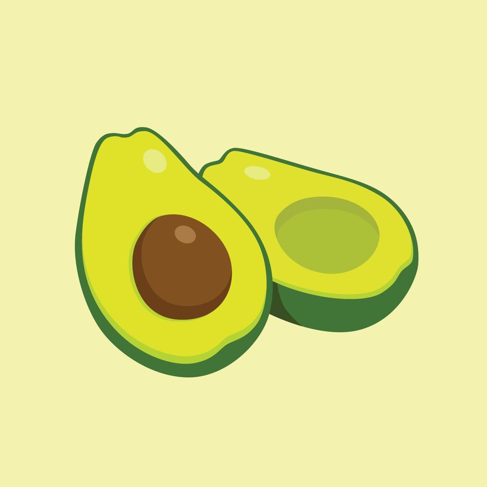 platte vector avocado's illustratie. hele en gesneden avocado geïsoleerd op een witte achtergrond.