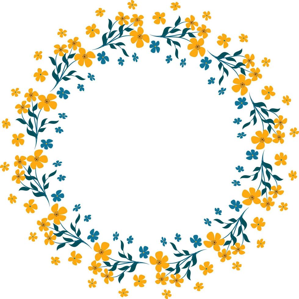 lente decoratief bloemframe voor foto of tekst. ontwerp voor een wenskaart of uitnodiging. boeket gele bloemen. vectorillustratie geïsoleerd op transparante achtergrond vector