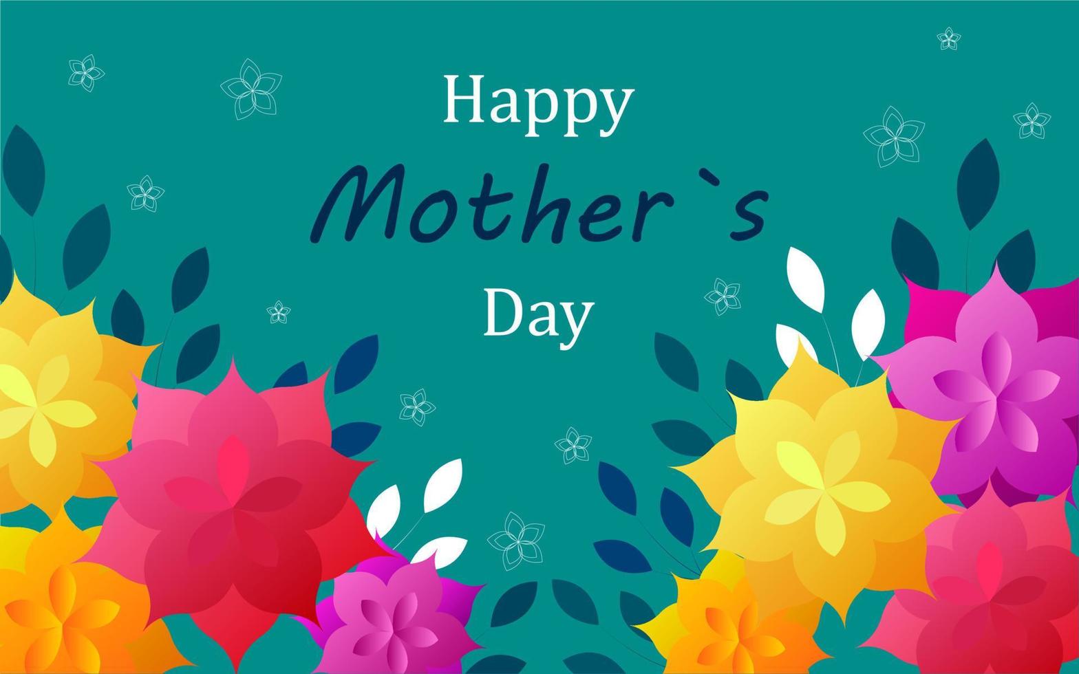 moderne heldere illustratie van gelukkige moederdag met papieren bloemen en belettering. ontwerp voor banner, ticket, advertentie, brochure. vector illustratie