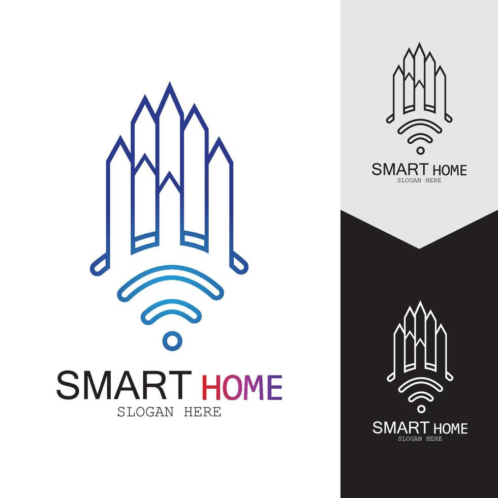 wifi huis vector logo.smart city tech pictogram vector. stad netto logo concept vector