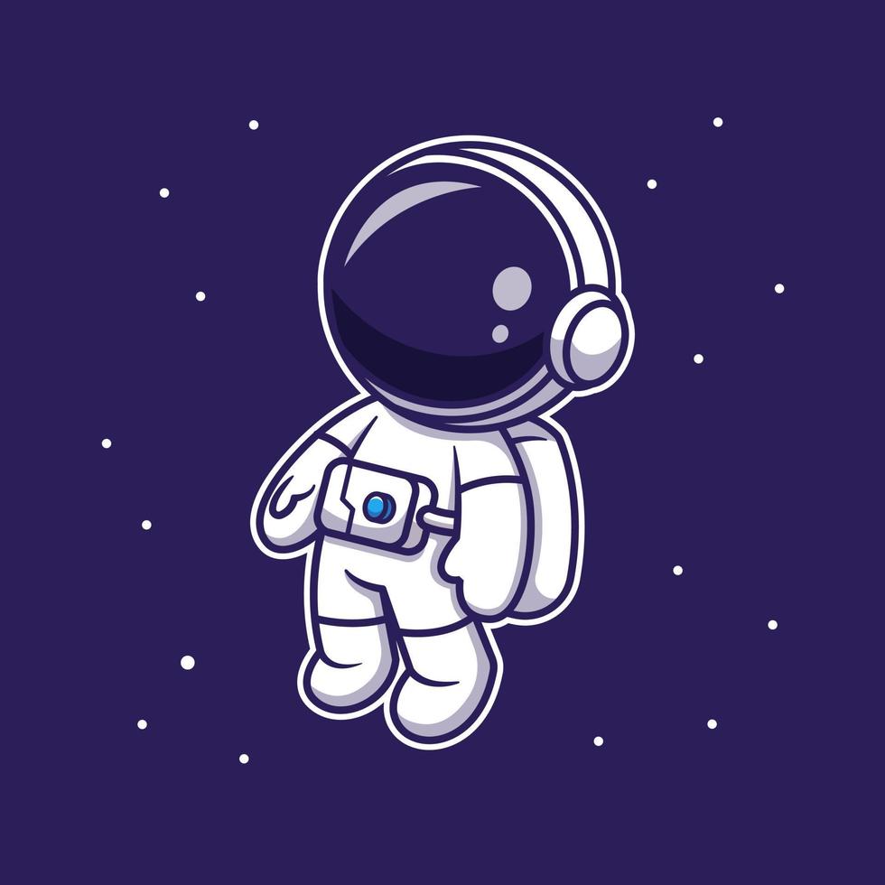 schattige astronaut zwevend in de ruimte cartoon vector pictogram illustratie. technologie wetenschap pictogram concept geïsoleerde premium vector. platte cartoonstijl