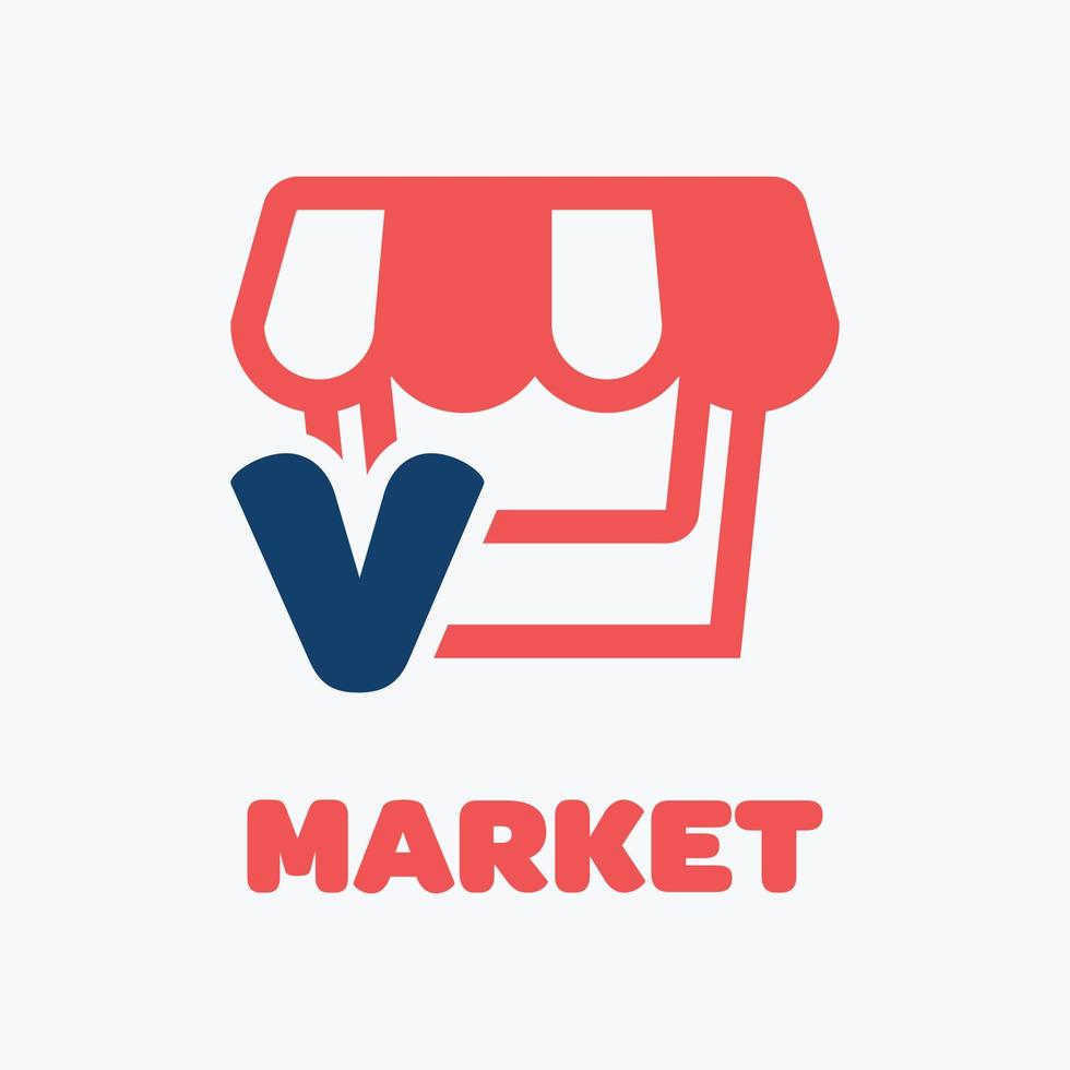 alfabet v markt logo vector