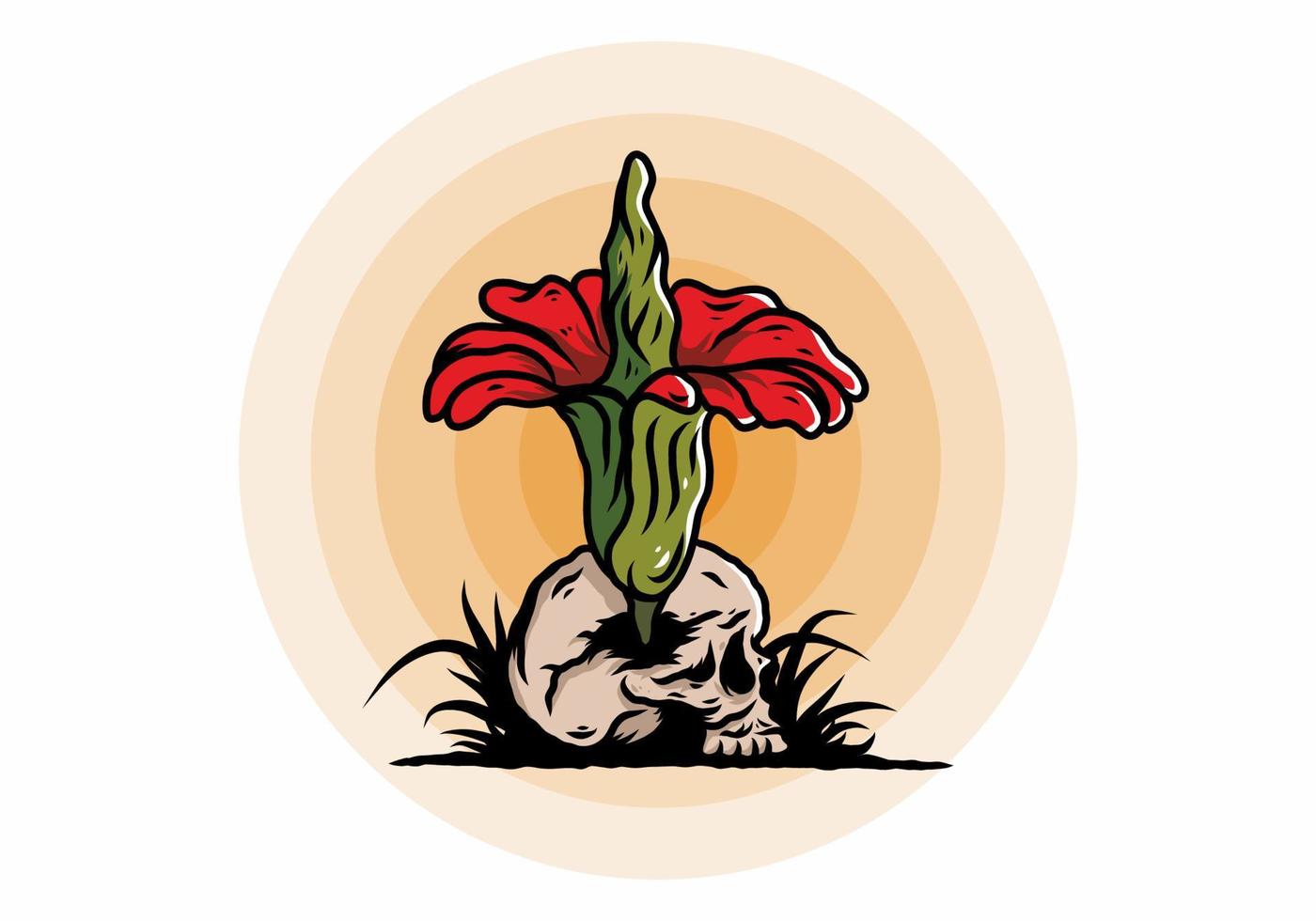 lijkbloem groeit op de schedelillustratie vector