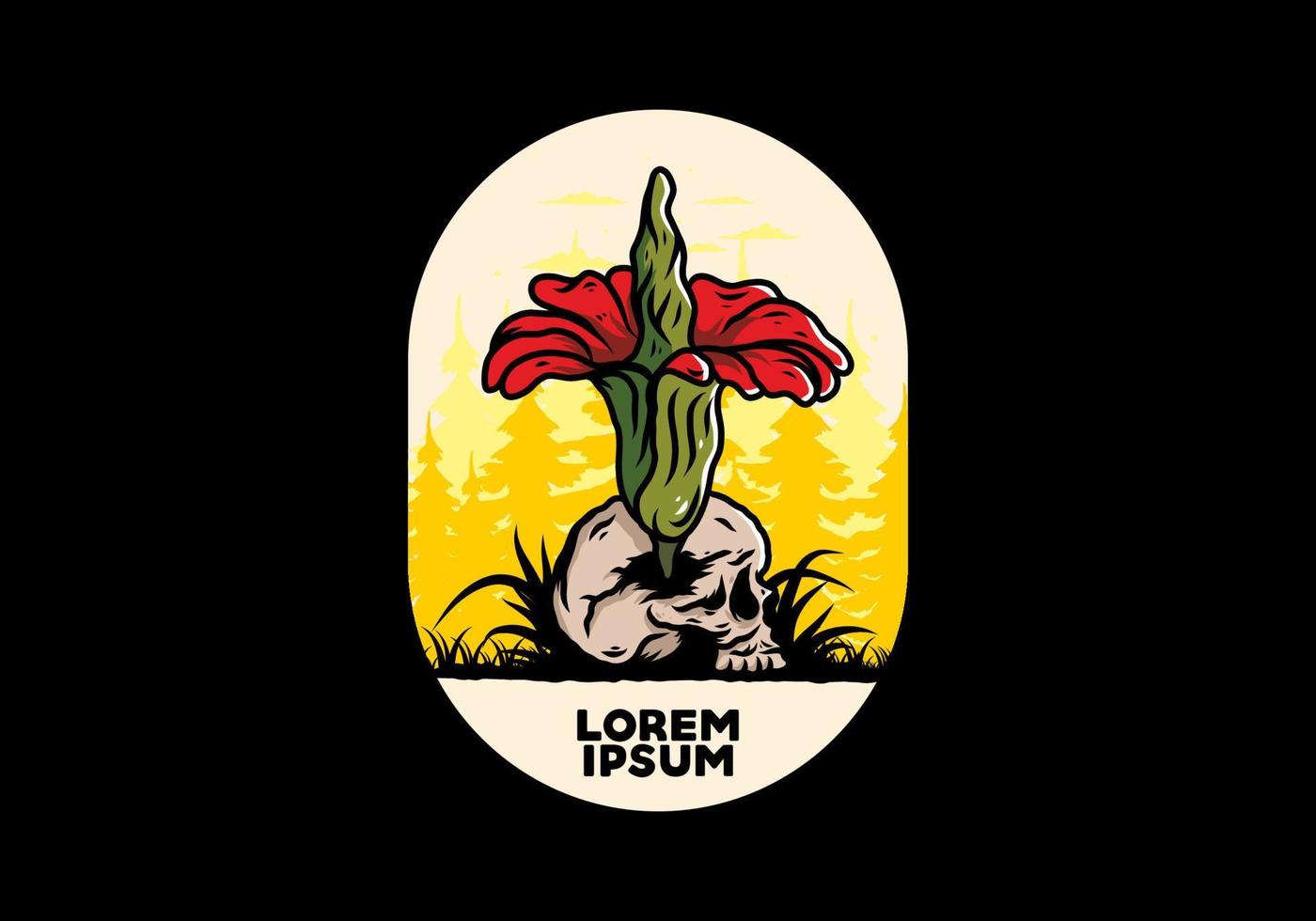 lijkbloem groeit op de schedelillustratie vector