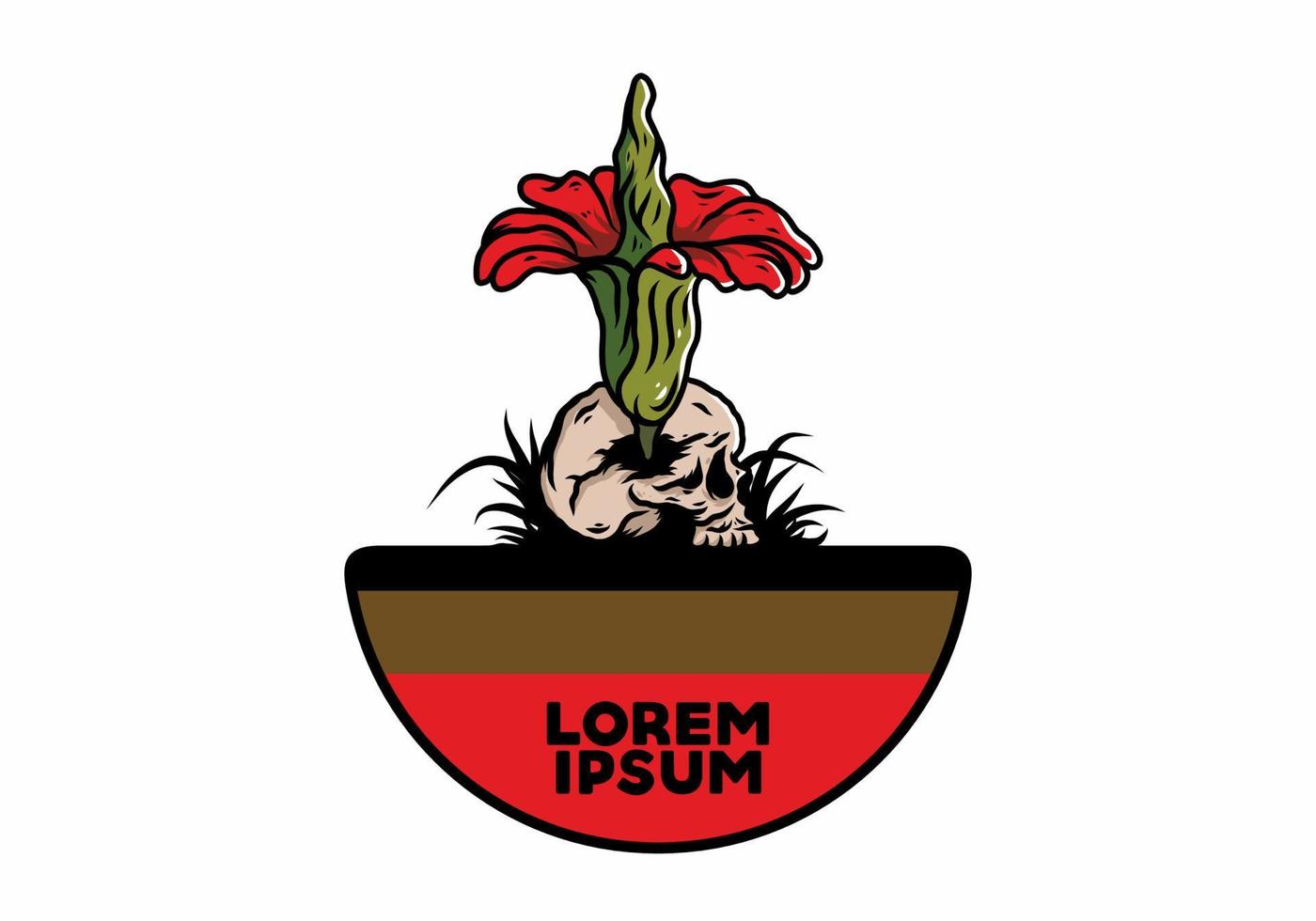 lijkbloem groeit op de schedelillustratie vector