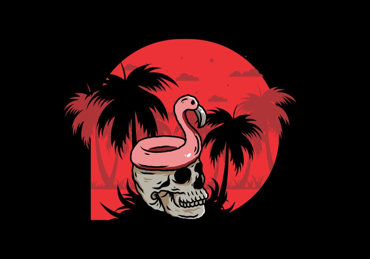 flamingo reddingsboei staat bovenop de schedelillustratie vector