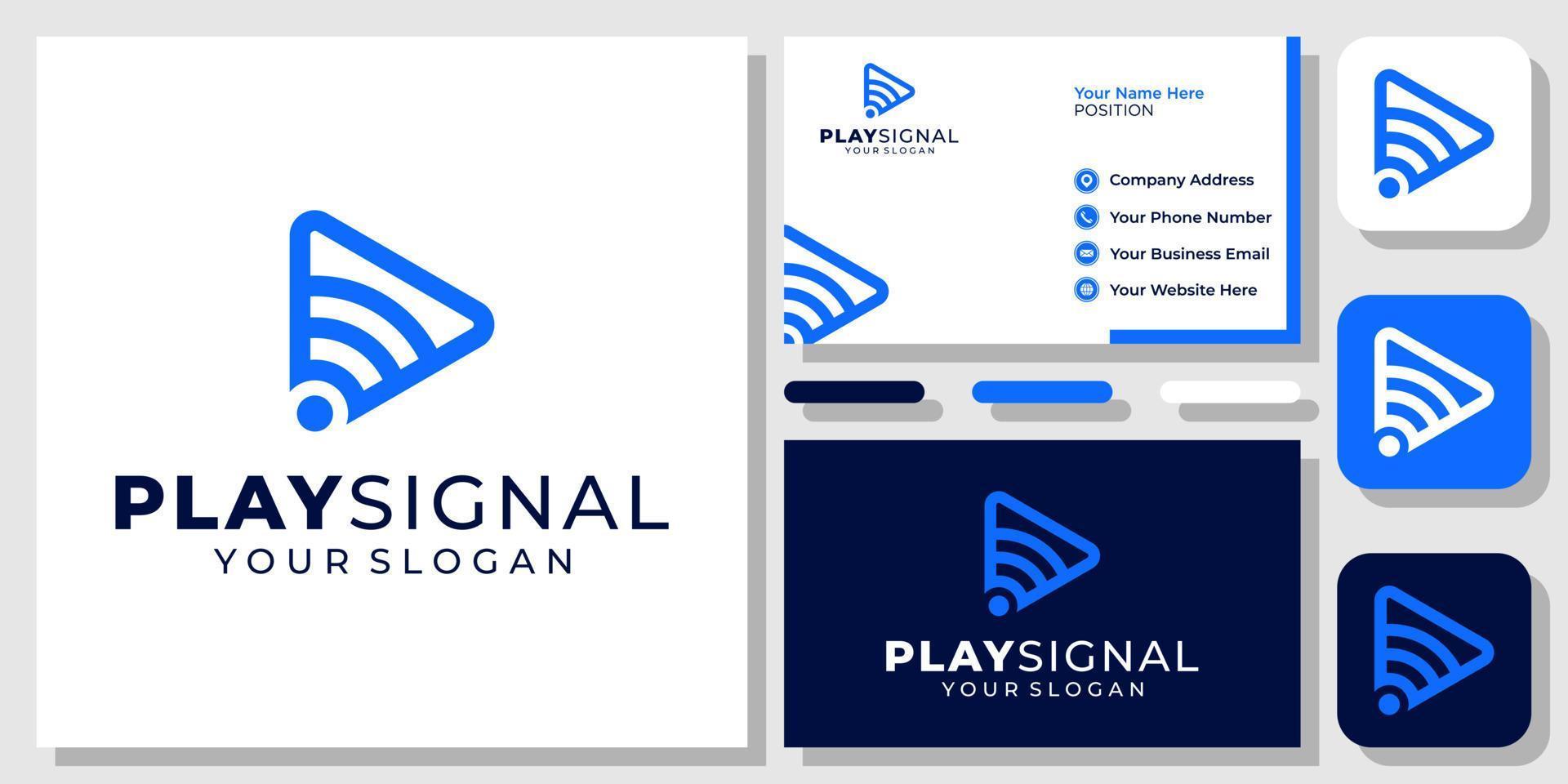 speel knop signaal video media technologie modern eenvoudig pictogram logo ontwerp met sjabloon voor visitekaartjes vector