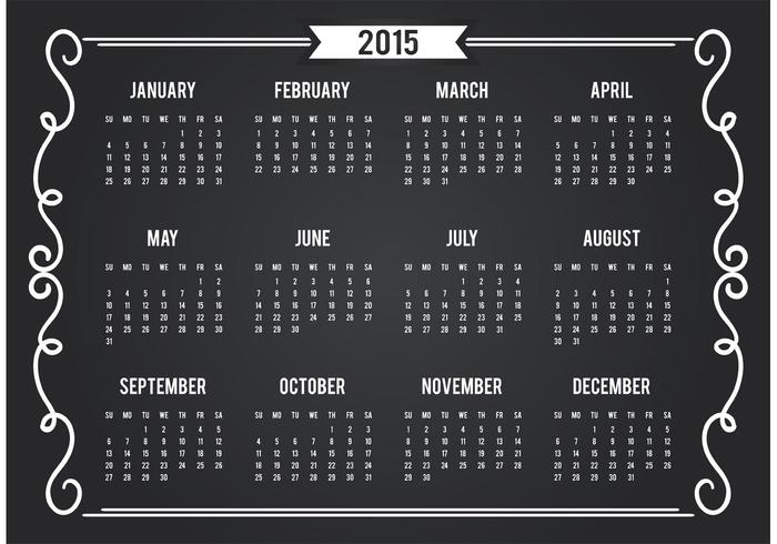 Krijtbord stijl 2015 kalenderkaart vector