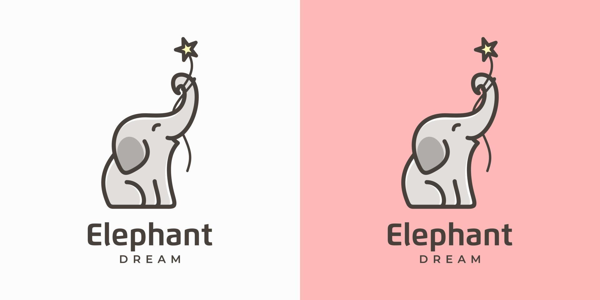 illustratie schattig olifant stripfiguur dier grappig vector logo ontwerp