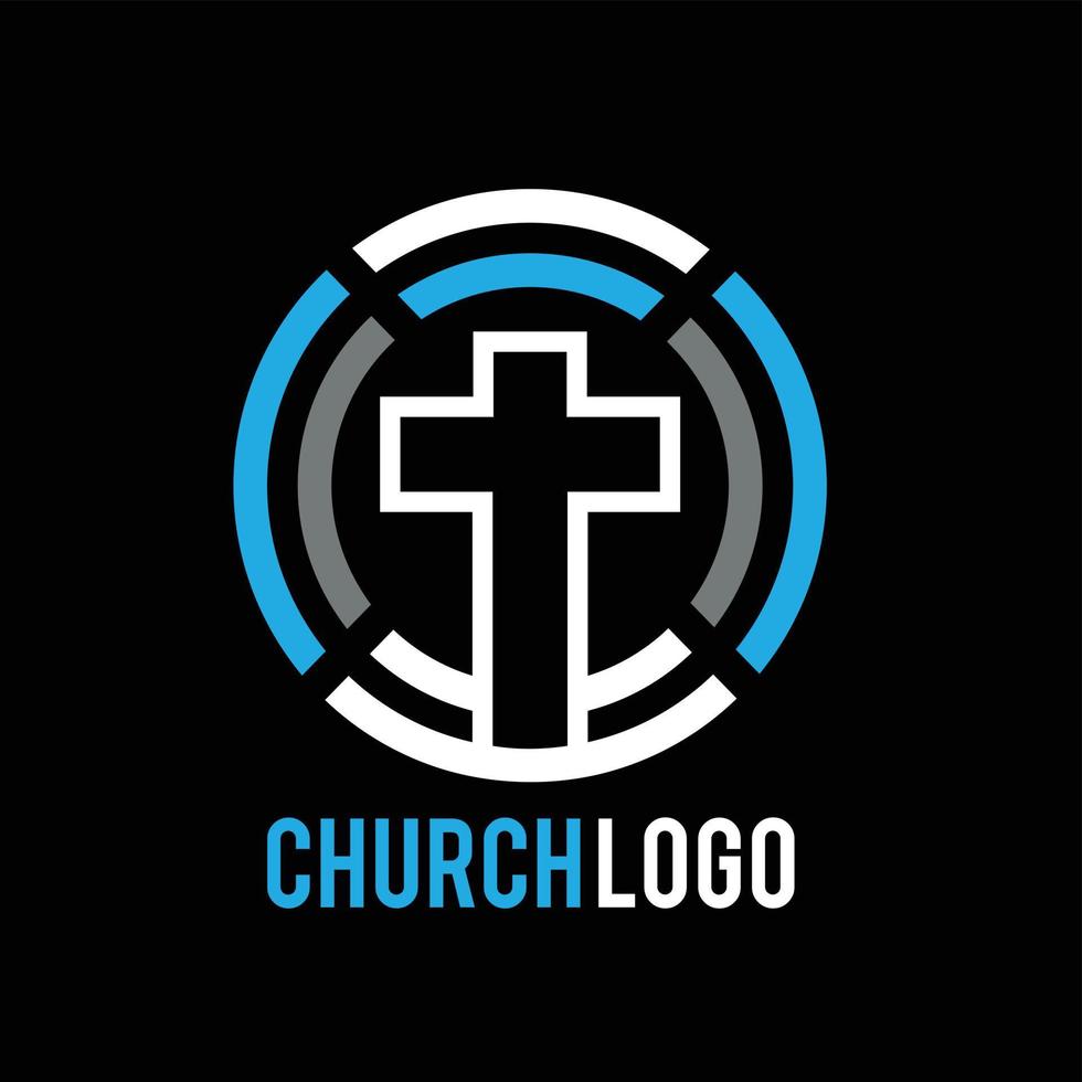 kruis in cirkel logo voor christelijk kerksymbool vector
