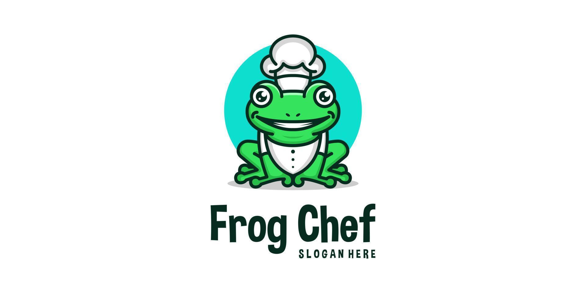 illustratie kikker chef-kok hoed stripfiguur mascotte pad koken dier kok vector logo ontwerp