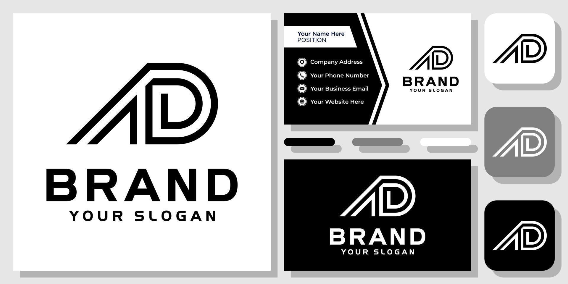 initialen brieven ad da schets monogram modern eenvoudig pictogram logo ontwerp met sjabloon voor visitekaartjes vector