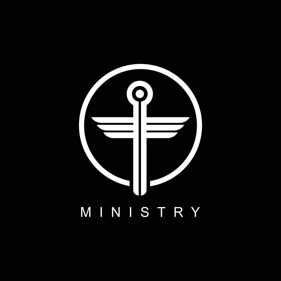 ministerie logo-ontwerp met kruis ontwerpconcept in cirkel vector