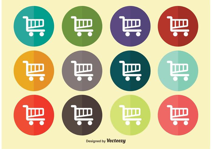 Platte Winkelwagen Icon Set vector