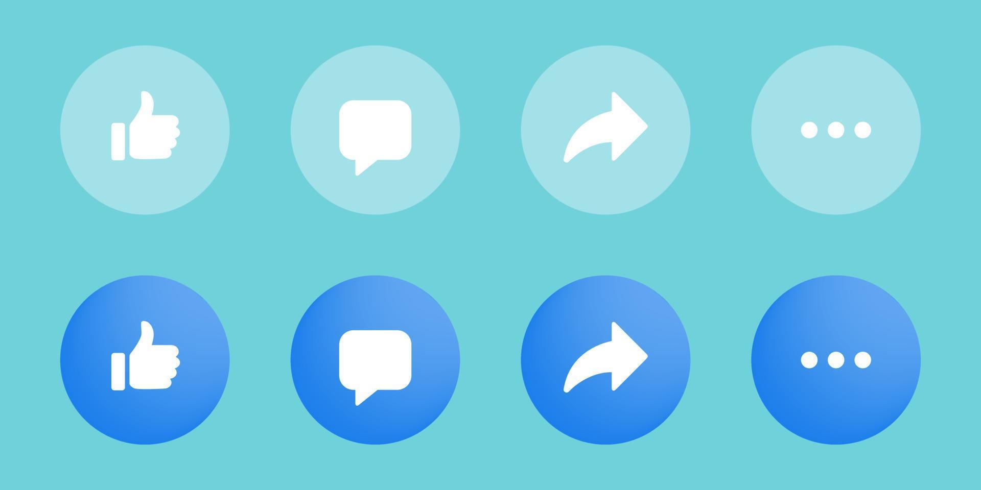 like, comment, share en ellips menupictogram vector. sociale media-elementen vector