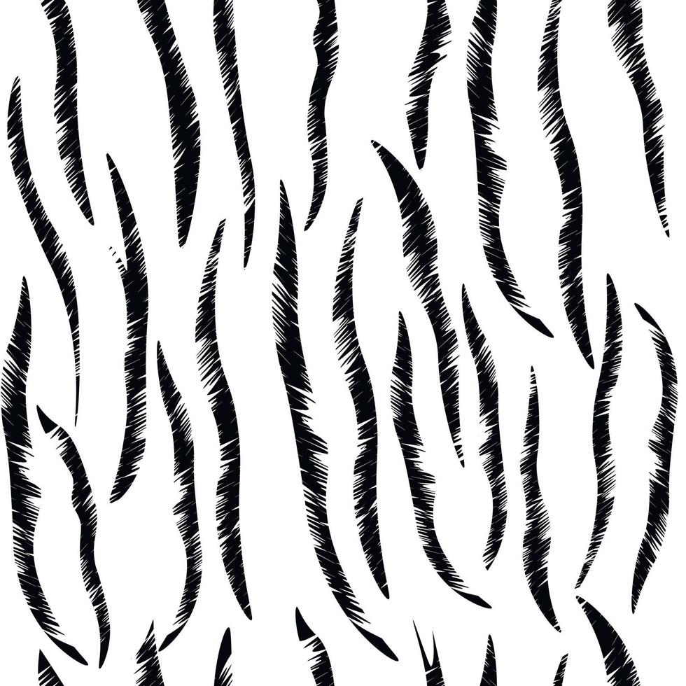 tijger naadloos patroon. vector voorraad illustratie. zwarte strepen van tijgerbont op een witte huid.
