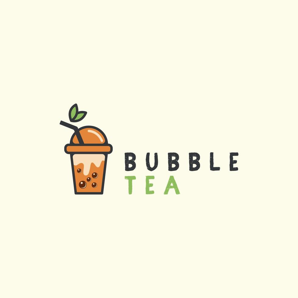 bubble tea met egale kleur stijl logo pictogram sjabloonontwerp. melk, boba, ijs, vectorillustratie vector