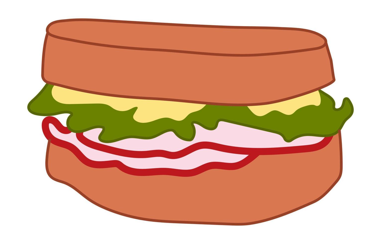 broodje ham platte vector kleur icoon voor apps en website