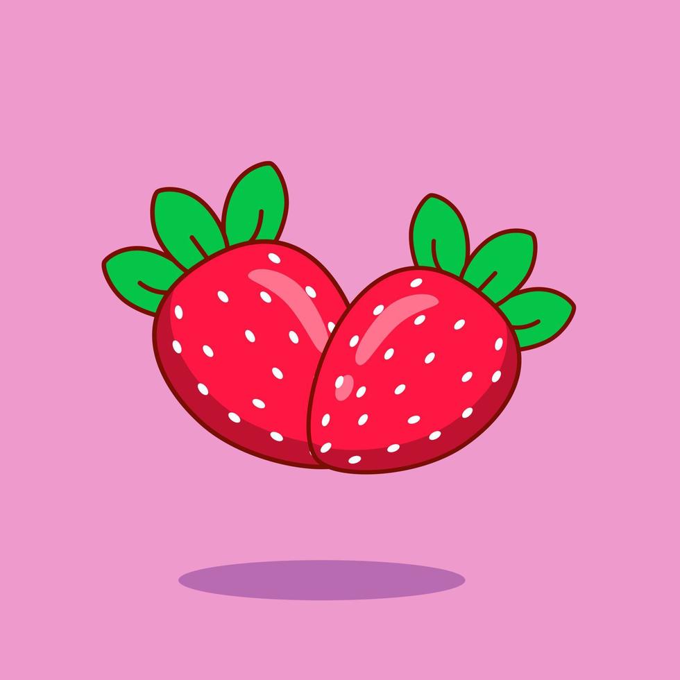 schattige cartoon aardbeien. vectorillustratie van fruit. gezond eten vector