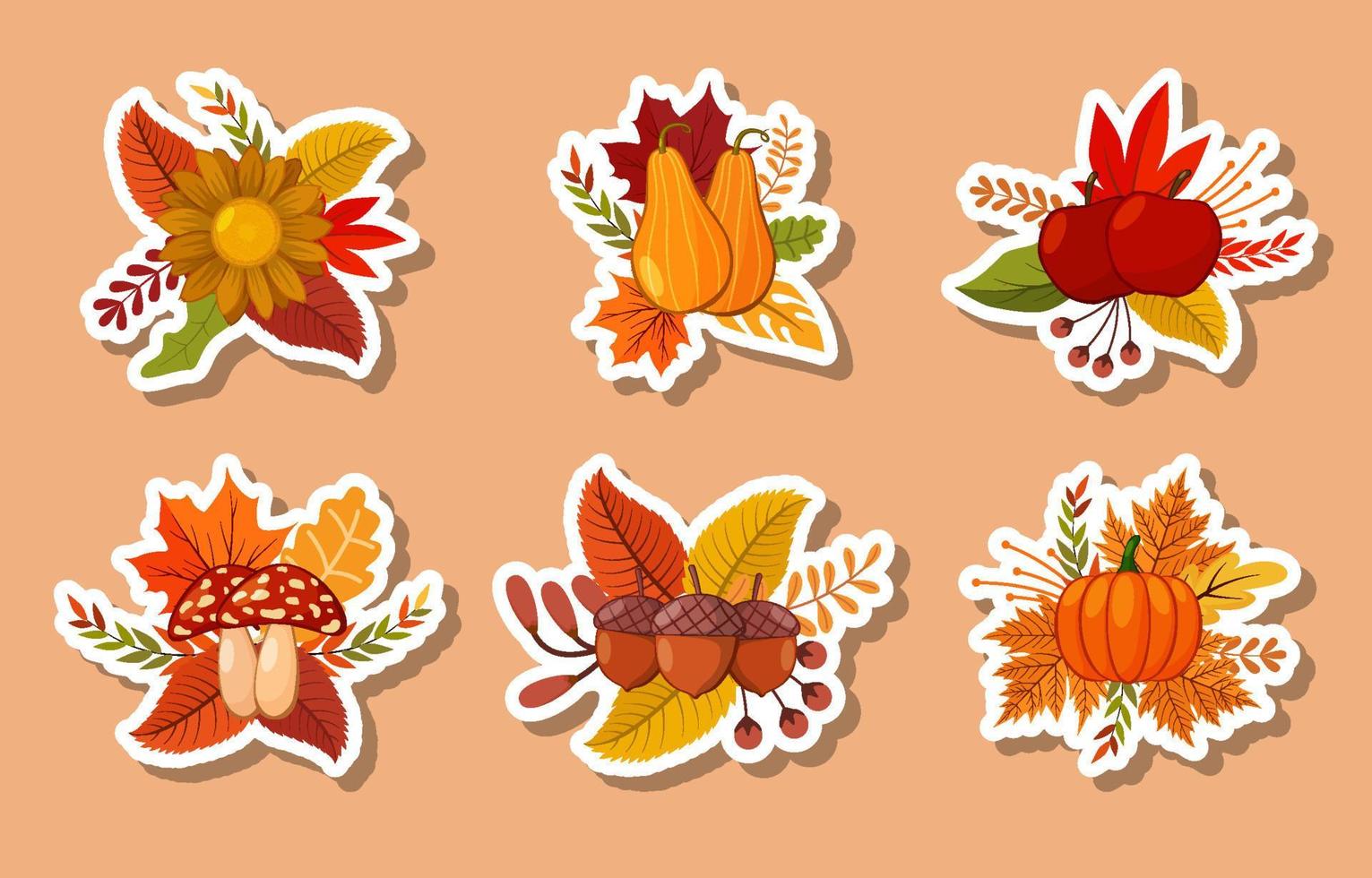 herfst bloemen sticker vector