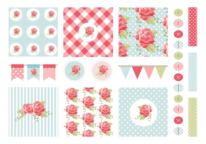 Gratis Shabby Chic Patronen En Garlands Vector