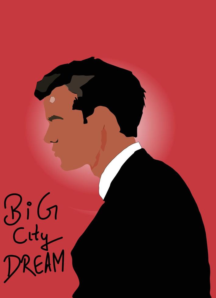 man met grote stadsdromen vector