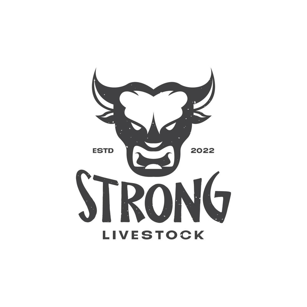 hoofd vintage zwart koe vee vee logo ontwerp vector grafisch symbool pictogram illustratie creatief idee
