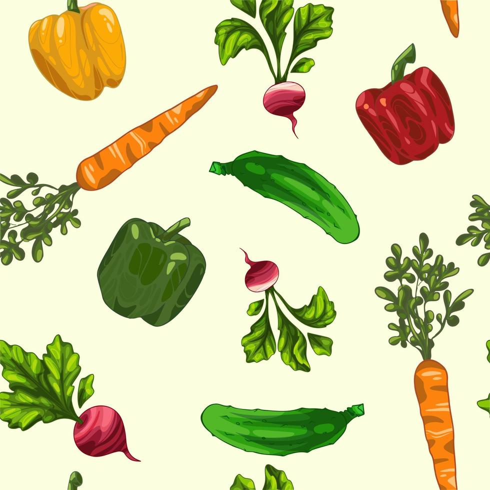 set van handgetekende groenten naadloos patroon vector