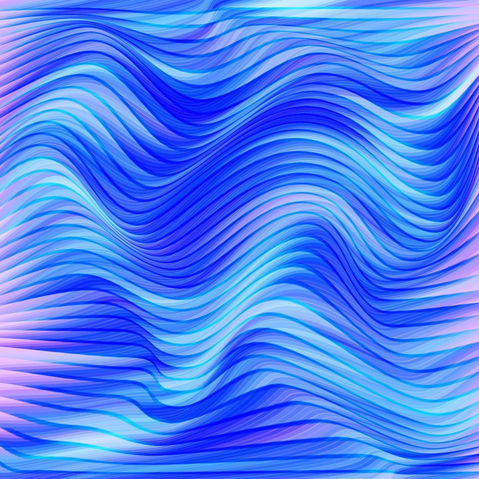 vector kromgetrokken lijnen blauwe achtergrond. moderne abstracte creatieve illustratie met gloeiende strepen met variabele breedte. curve strepen optische illusie. moiré golven.