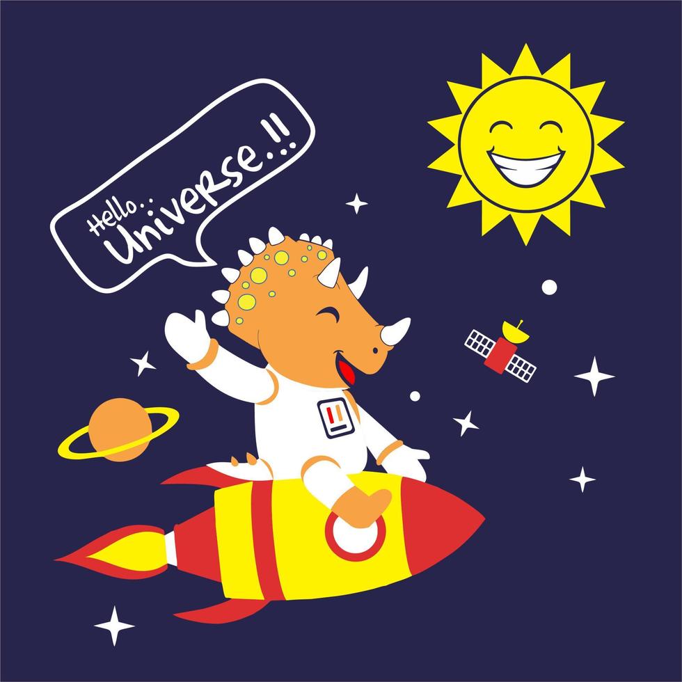 dino hallo universum, beste voor sticker, t-shirt, enz vector