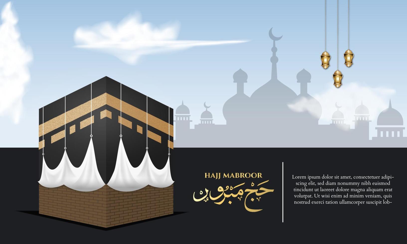 islamitische banner hadj voor eid adha mubarak en bedevaart vector