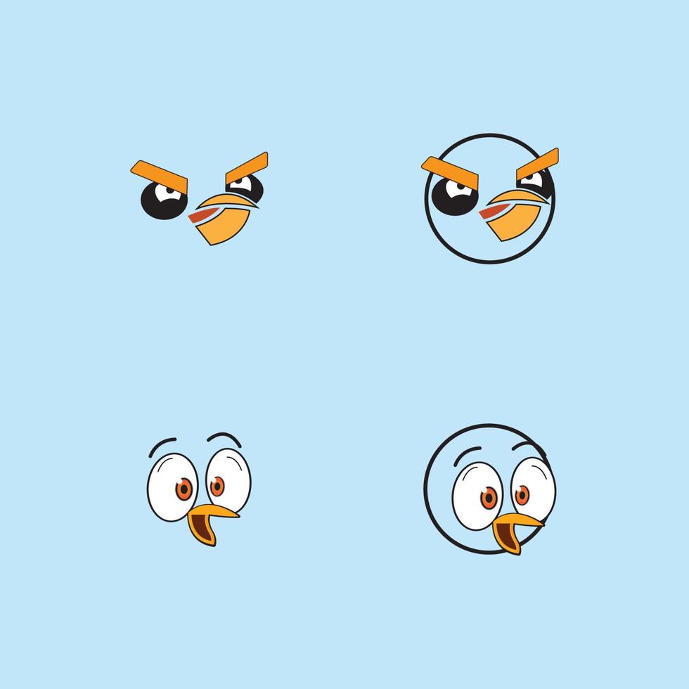 cartoon vogeltjes gezicht emoticon ontwerp vector