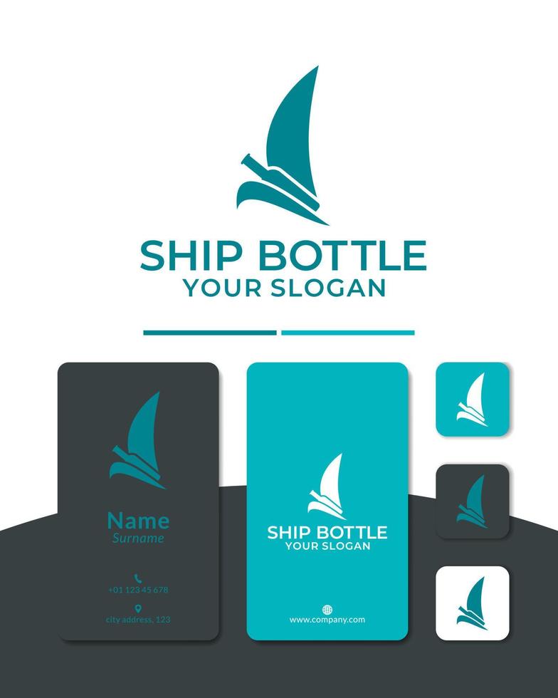 logo ontwerp fles schip vector