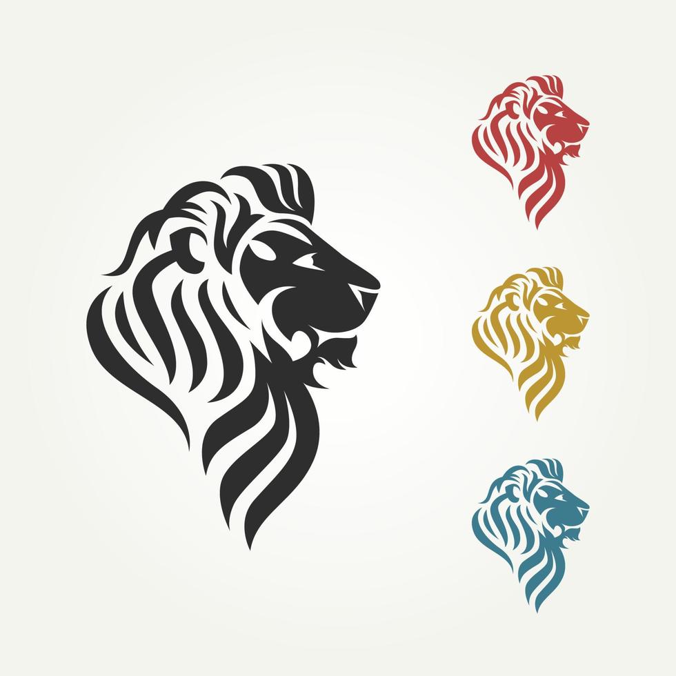 set van leeuwenkop met verschillende kleuren logo sjabloon vector illustratie ontwerp. premium tattoo, esport, mascot pictogram logo concept