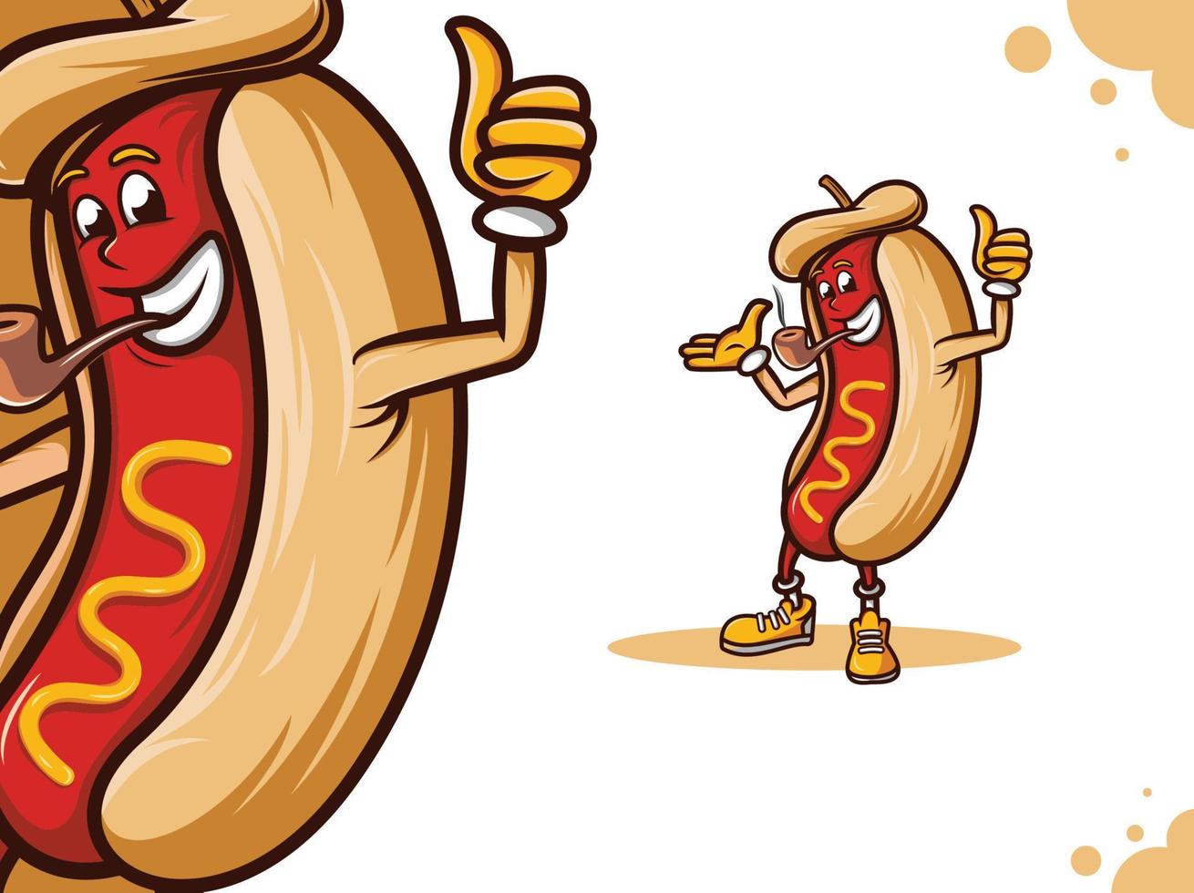 rookpijp schattig hotdog mascotte logo vector