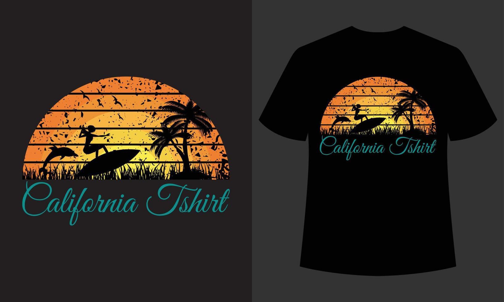 Californië typografie oranje t-shirtontwerp vector
