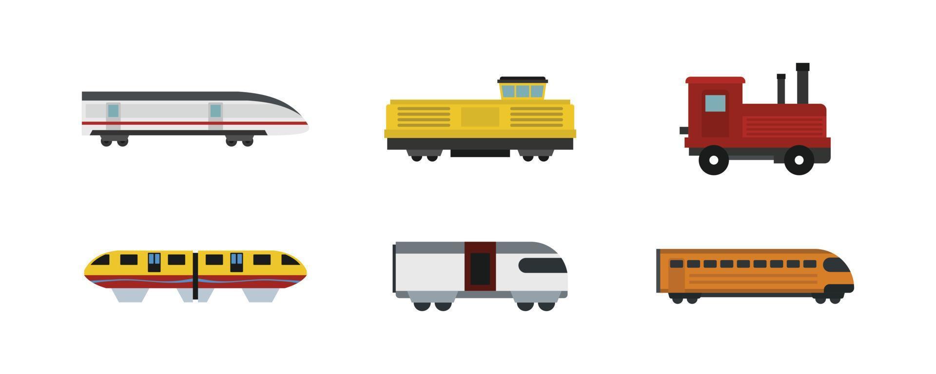 trein pictogrammenset, vlakke stijl vector