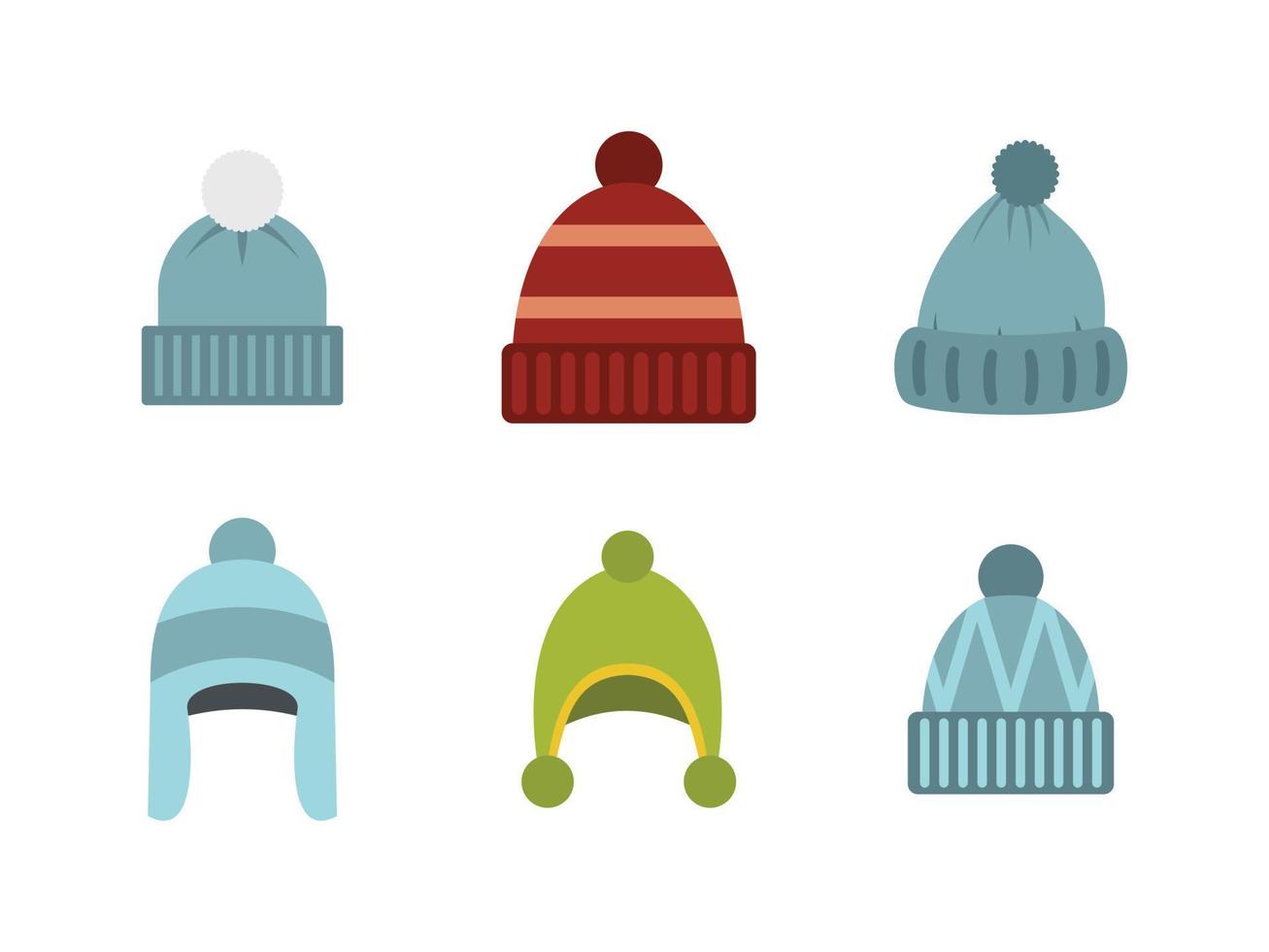 beanie pictogrammenset, vlakke stijl vector