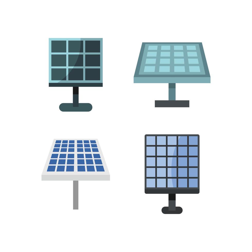 zonnebatterij pictogrammenset, vlakke stijl vector