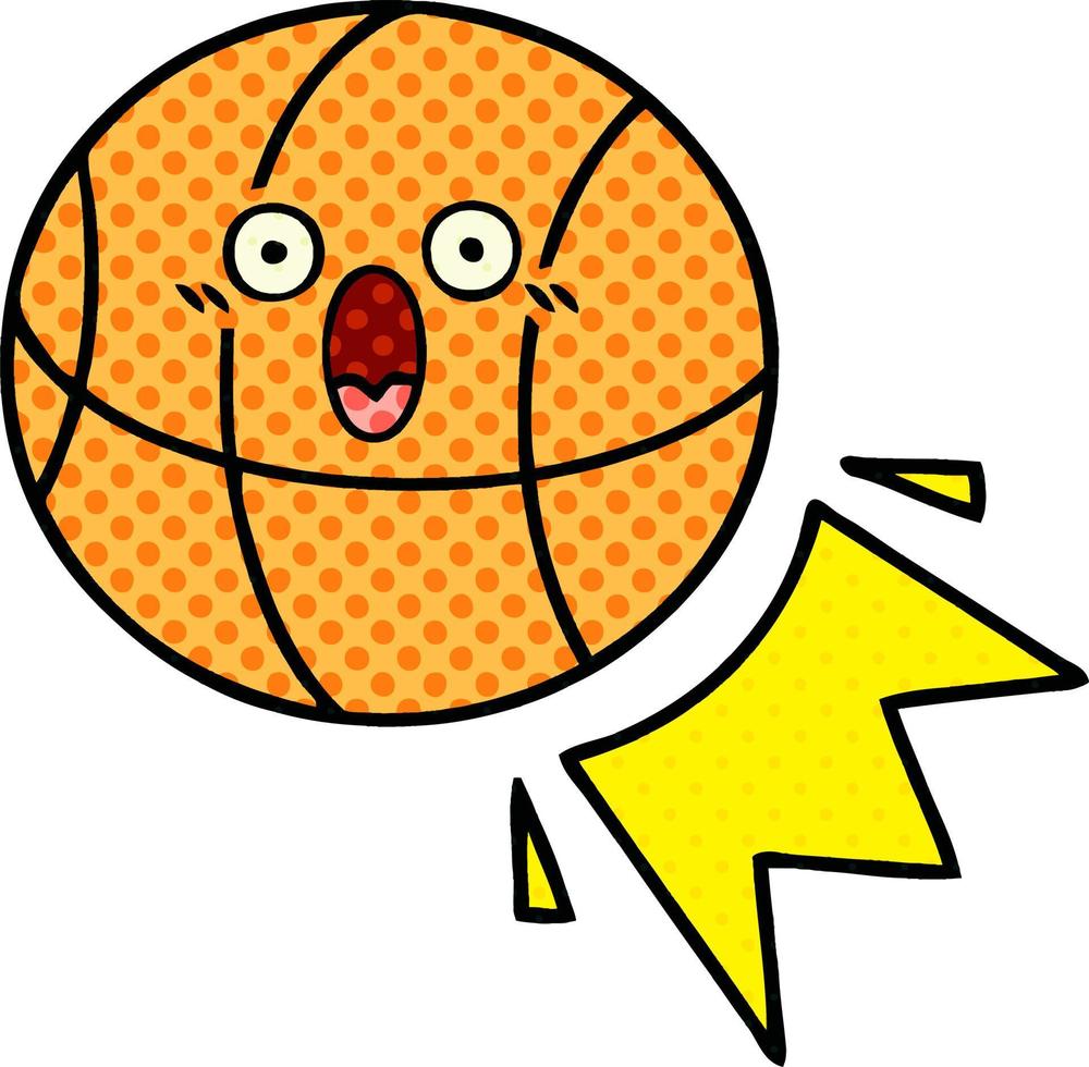 cartoon basketbal in stripboekstijl vector