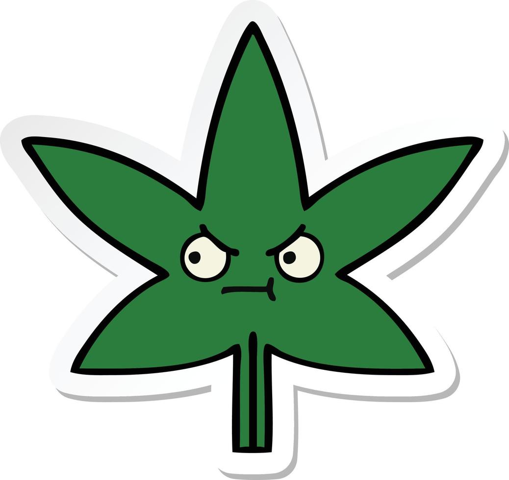 sticker van een schattige cartoon marihuanablad vector