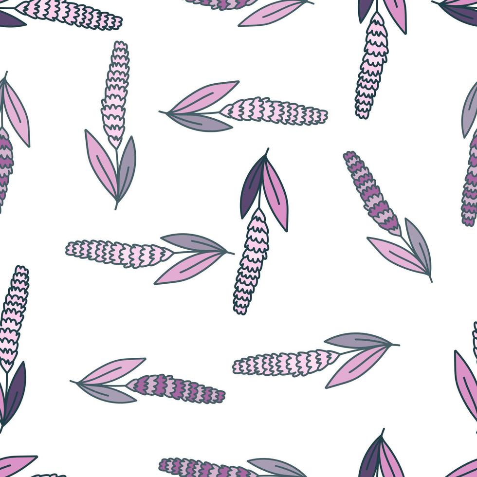 lavendel bloemen naadloos patroon. creatief bloemenbehang. eenvoudige schattige planten eindeloze achtergrond. vector