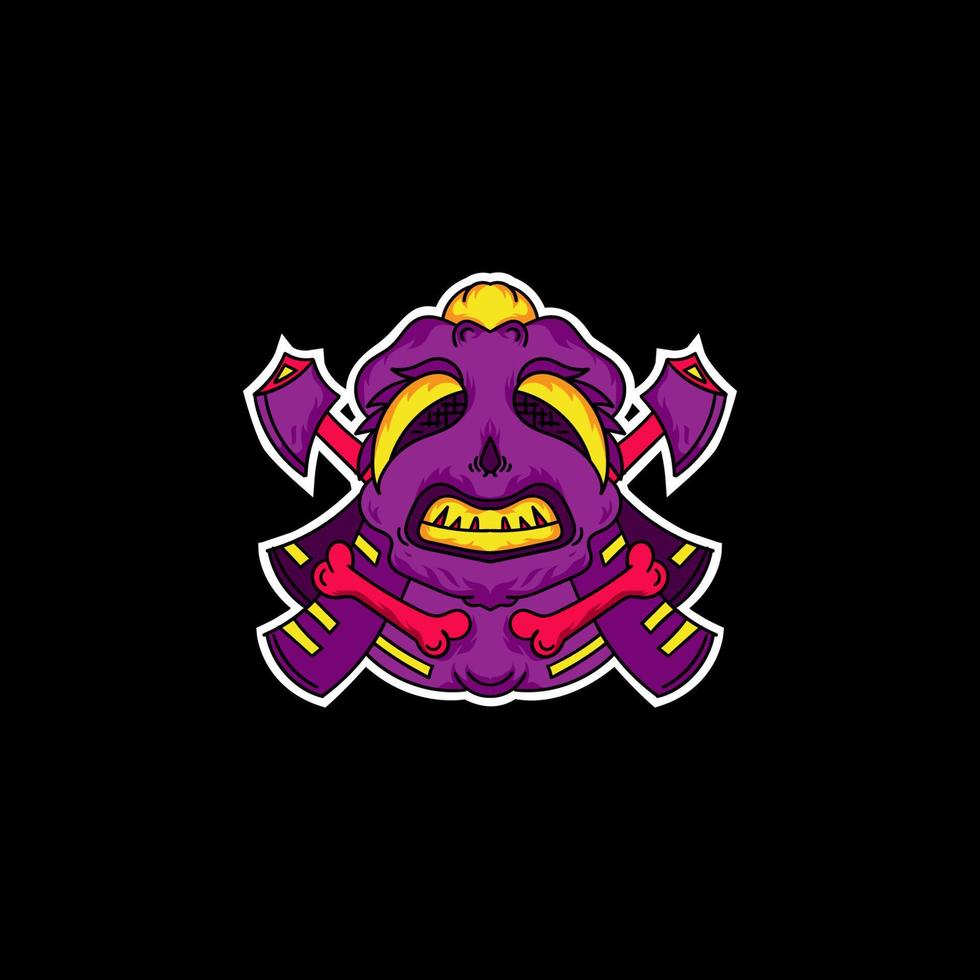 monster en bot illustratie moderne stijl sticker vector