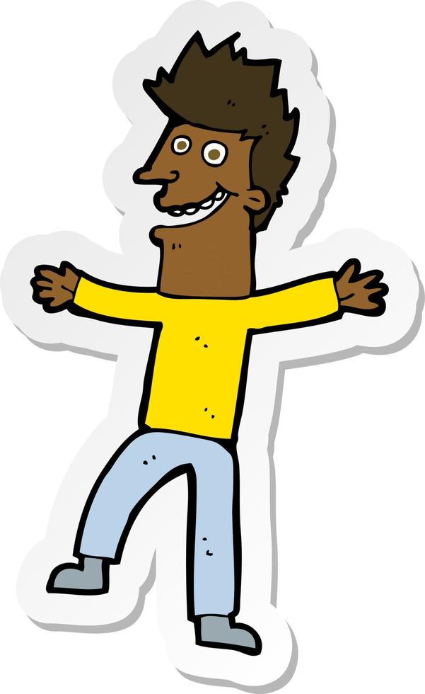 sticker van een cartoon gelukkige man vector